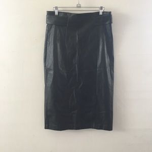 Black Leather Midi Skirt